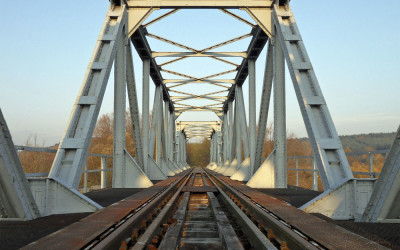 Eisenbahnbrücke Neurüdnitz-Siekierki  —  mit der Draisine über die Oder